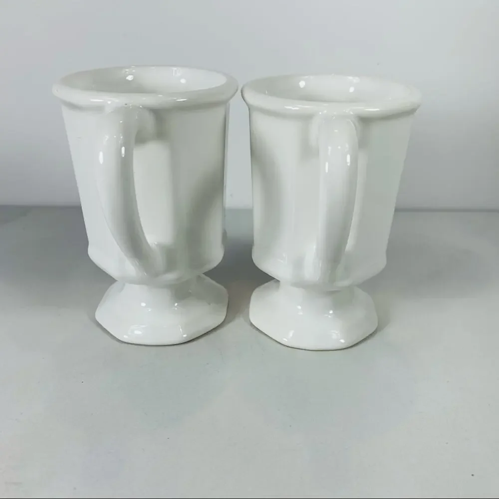 White Vintage Pedestal Cup Mug Octagonal Ironstone ?
